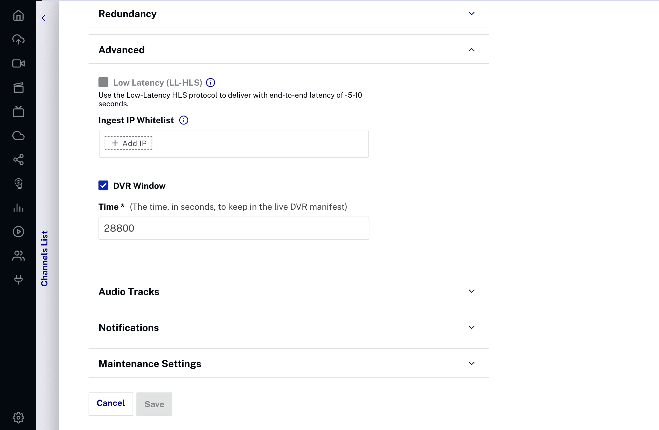 DVR Window Configuration