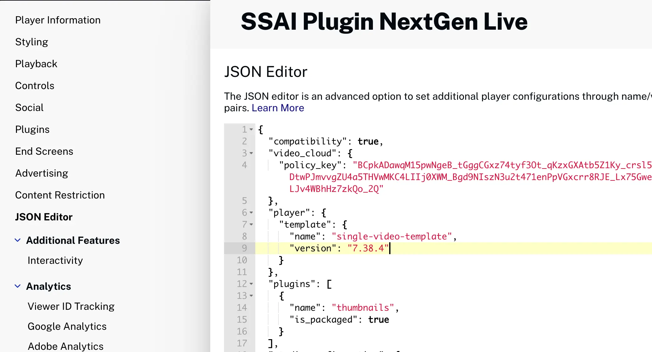 Setting Player Version