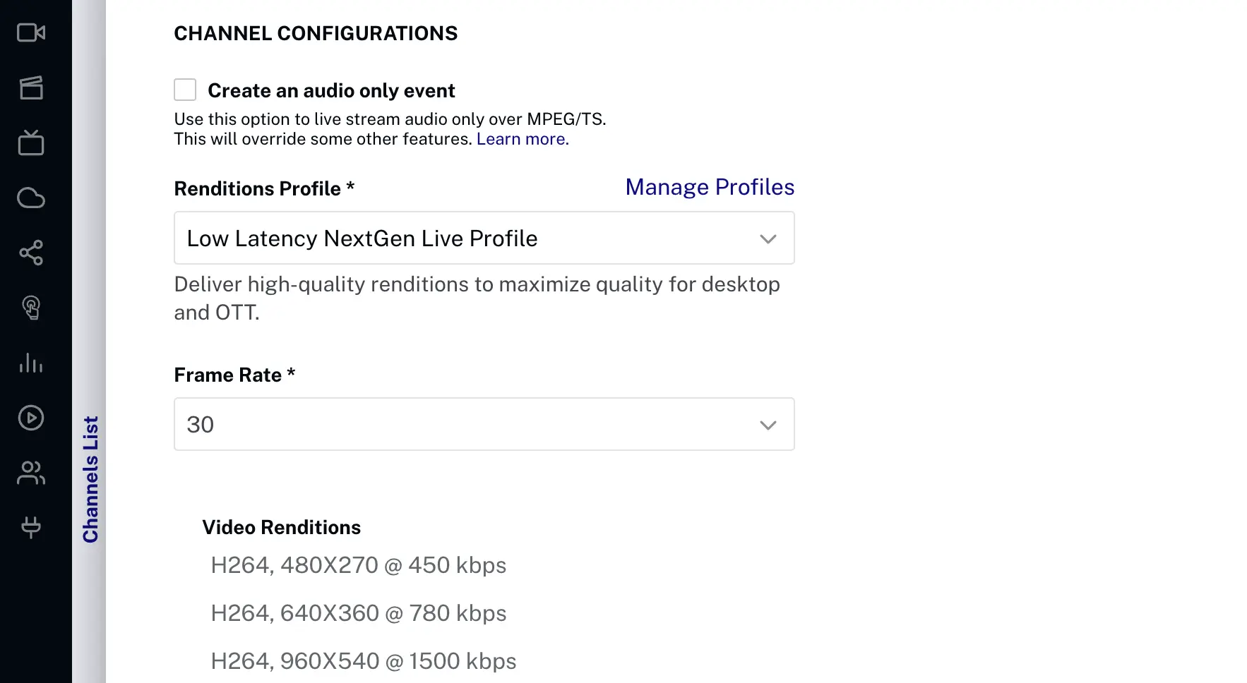 Select Low Latency Profile